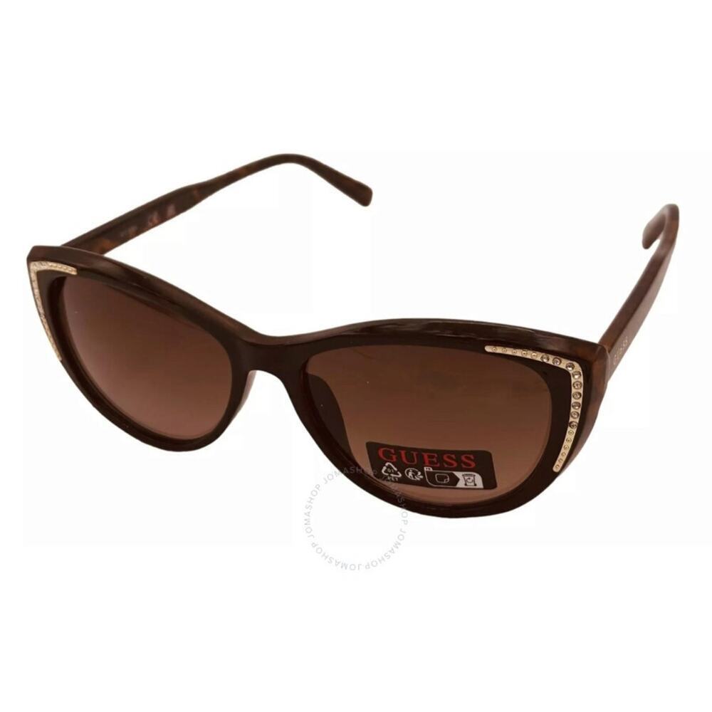 New!Guess Wm's Black Cat Eye Sunglasses Brown Tortoise 1950s Vintage Style Retro